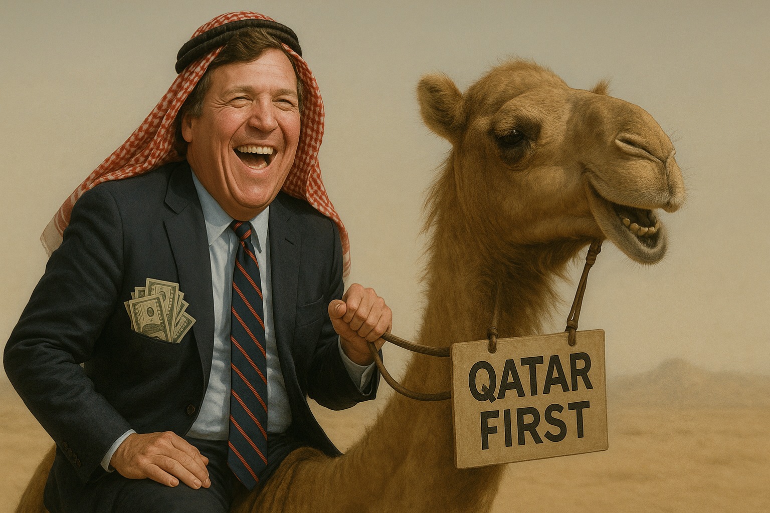 Tucker Carlson in Arab gear