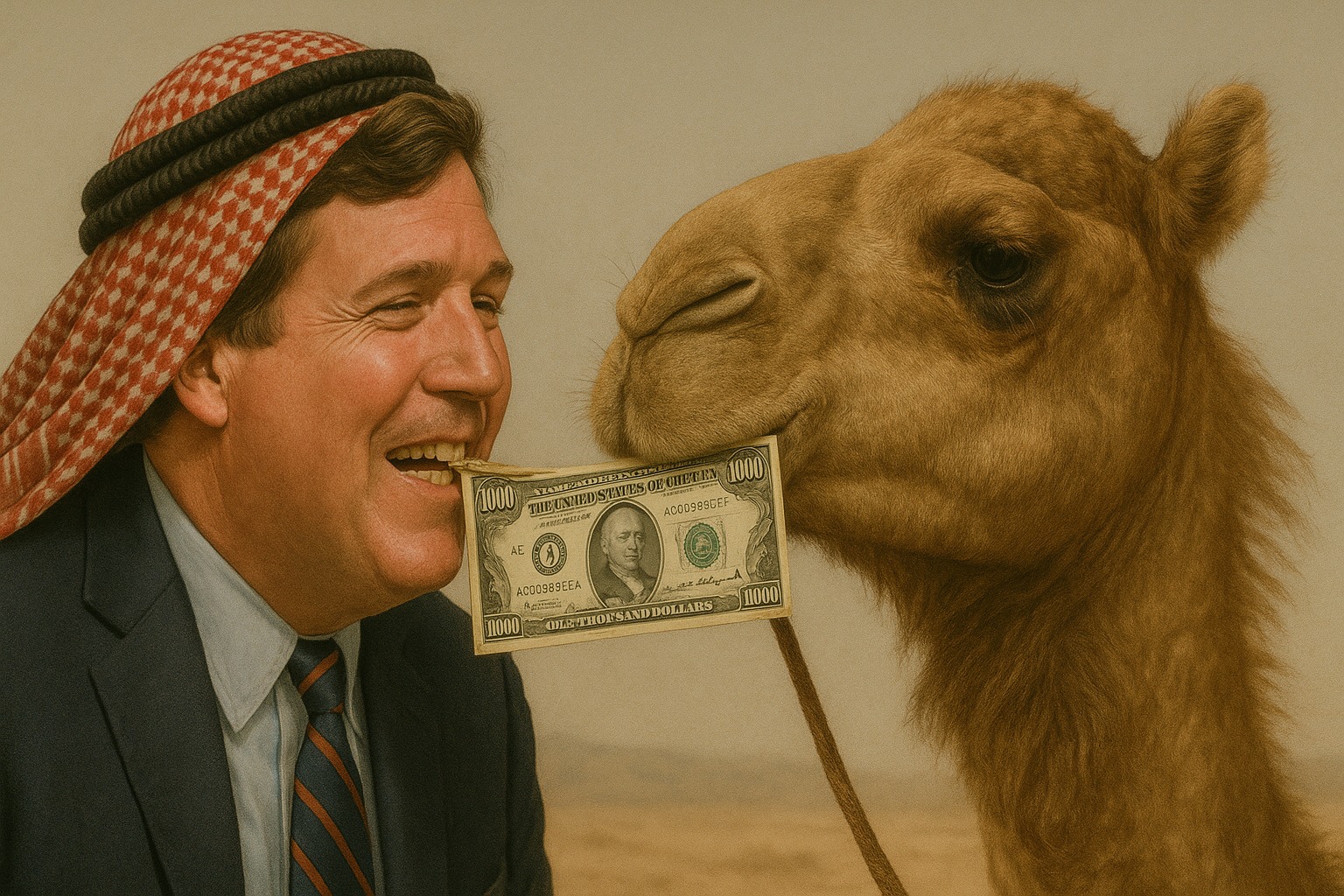 Tucker Carlson in Arab gear